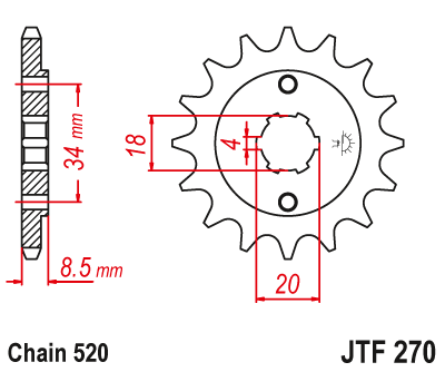 JT Sprockets ozubené kolo JTF270.14 (204614JT)