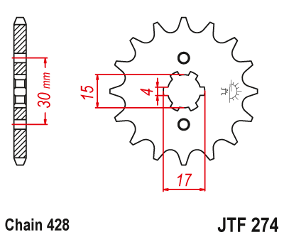 JT Sprockets ozubené kolo JTF274.14