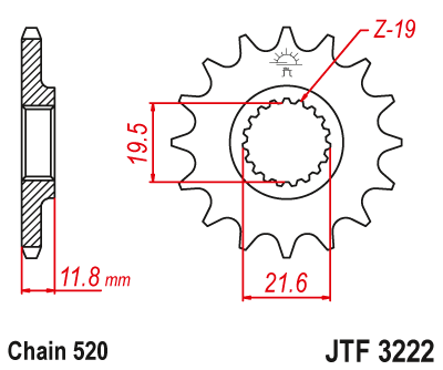 JT Sprockets ozubené kolo JTF3222.12 (218012JT)