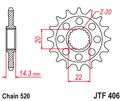JT Sprockets ozubené kolo JTF406.16