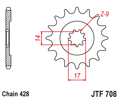JT Sprockets ozubené kolo JTF708.14