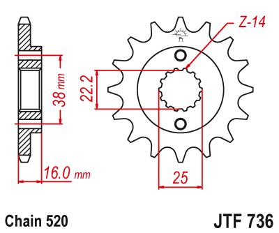 JT SPROCKETS gear wheel JTF736.15 (49015jt)
