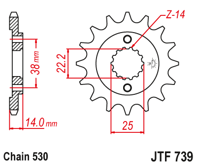 JT Sprockets ozubené kolo JTF739.15