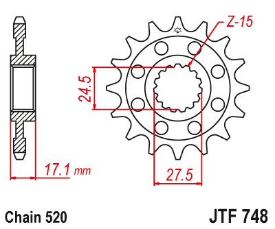 JT Sprockets ozubené kolo JTF748.15 (444415JT)